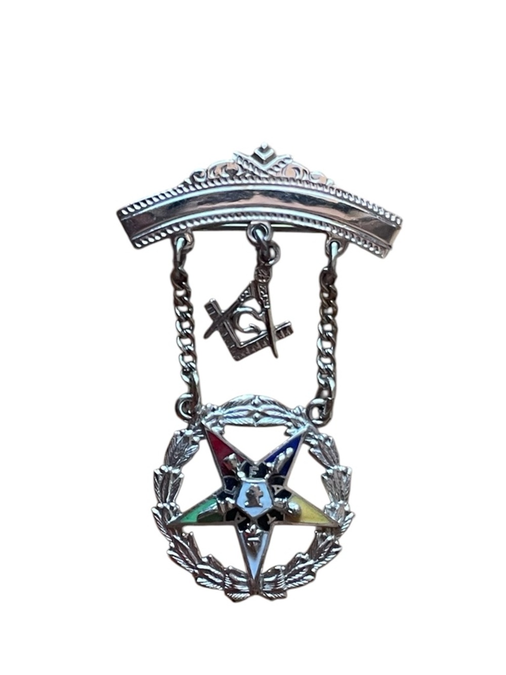 10K yellow gold Eastern order of Masonic 2.5” pin brooch